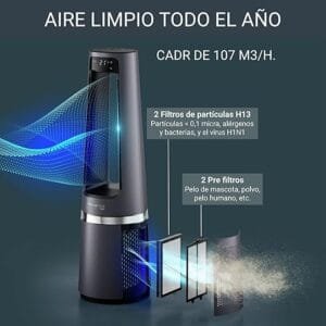 "Ventilador Rowenta de alta eficiencia con diseño moderno y tecnología silenciosa. Ideal para refrescar cualquier espacio con potencia y bajo consumo energético."